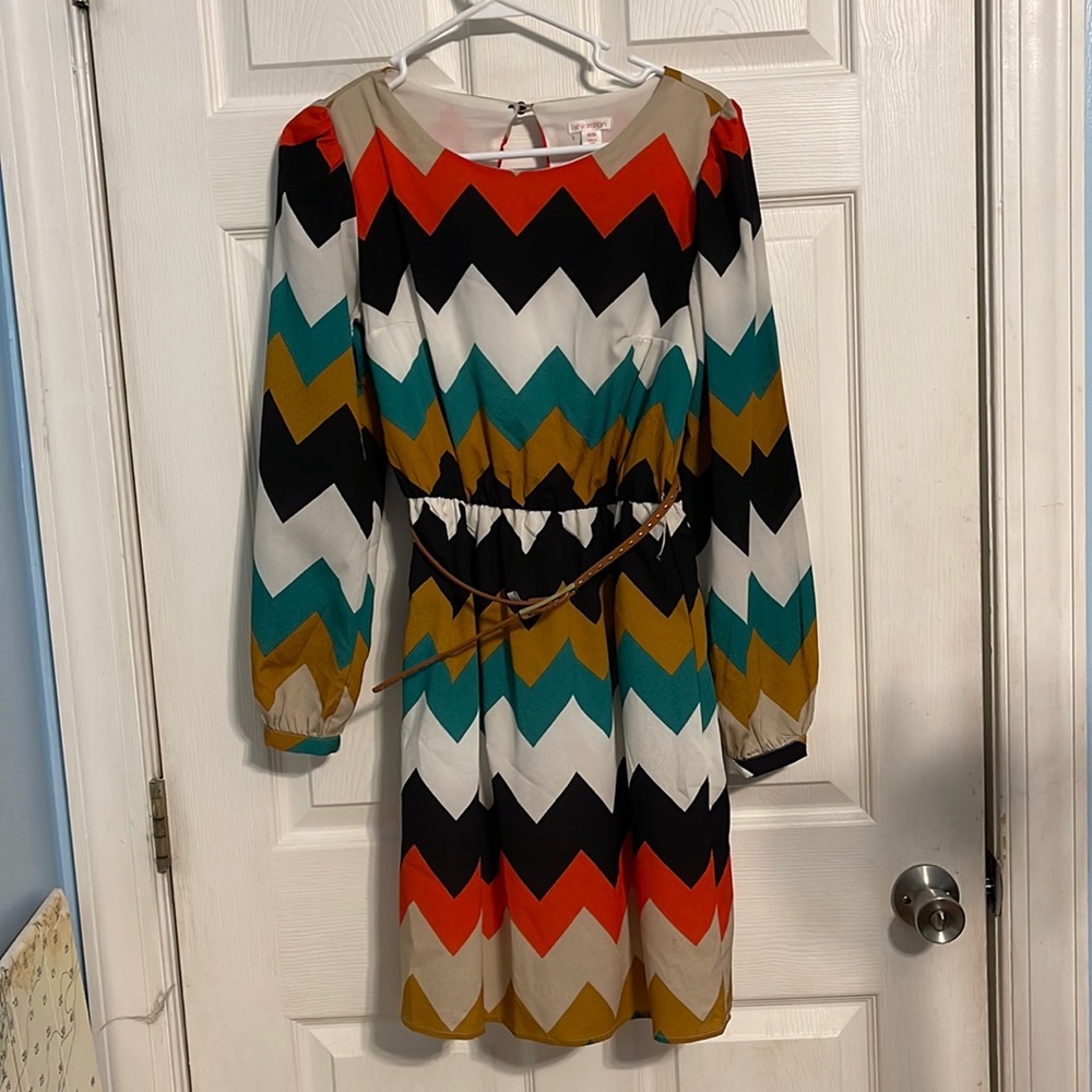 Xhiliaration Chevron Dress Multicolored Size M